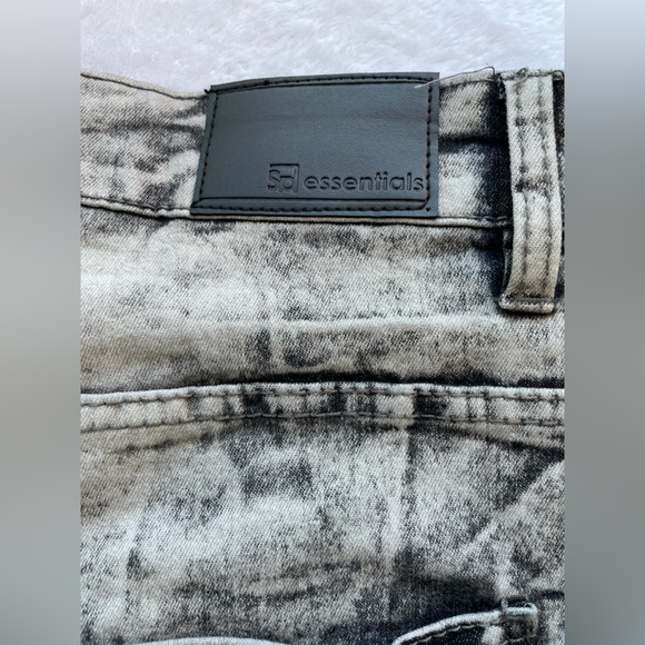 Sp Essentials Men's Stretch Black Grey Chino Acid Wash Shorts Size 48 - Picture 5 of 6